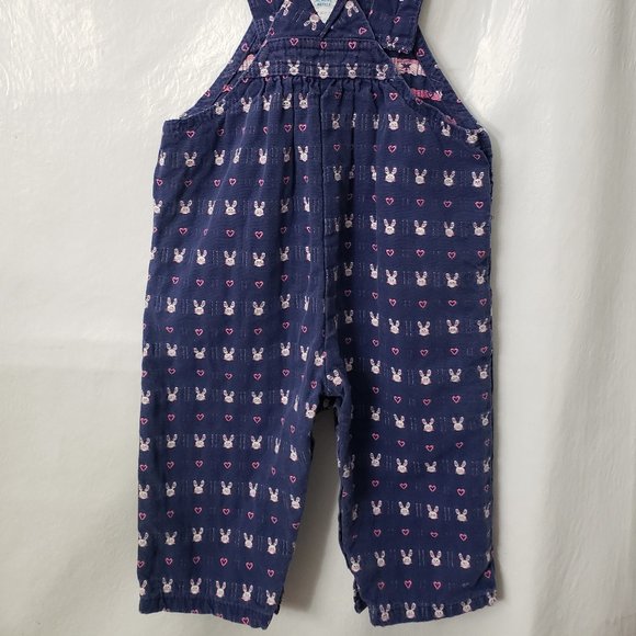 Vintage OshKosh Vestbak Bunny Overalls 6 9 month Denim Jean Heart Baby Rabbit - Picture 5 of 8